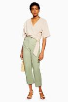 Topshop Mint Suede Straight Leg Trousers