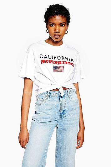 Topshop Petite Cali Beach Knot Crop Top