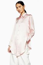 Topshop *side Split Silk Shirt By Boutique
