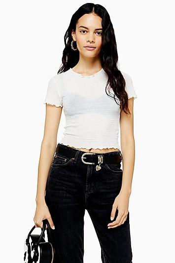 Topshop Plisse Crop T-shirt