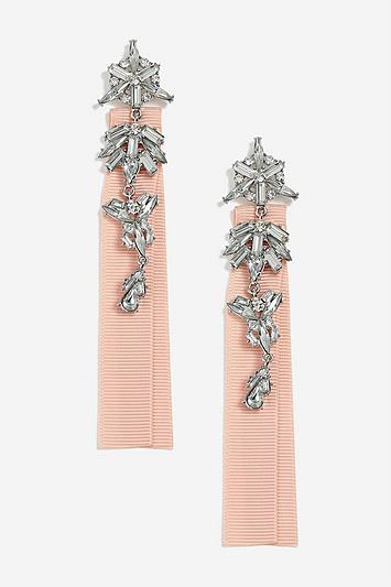 Topshop *fabric Back And Crystal Drop Earrings