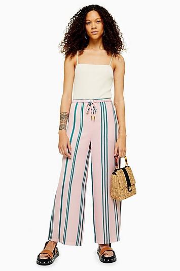 Topshop Petite Stripe Wide Leg Trousers