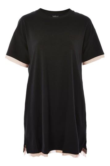 Topshop Petite Tulle Trim Tunic T-shirt