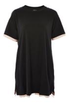 Topshop Petite Tulle Trim Tunic T-shirt