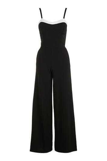Topshop *contrast Trim Wide Leg Jumpsuit By Wal