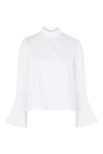 Topshop Tie Sleeve High Neck Blouse