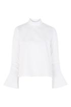 Topshop Tie Sleeve High Neck Blouse