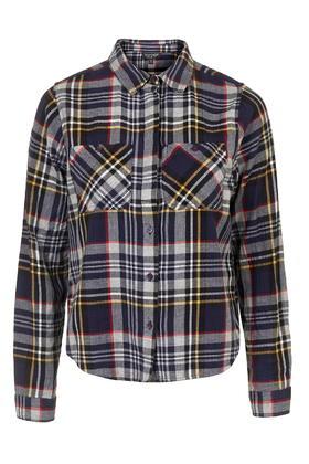 Topshop Cropped Checked Shirt