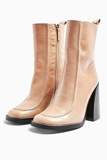 Topshop Harvey Leather Square Toe Boots