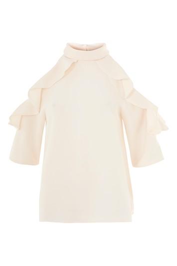 Topshop Roll Neck Cold Shoulder Top