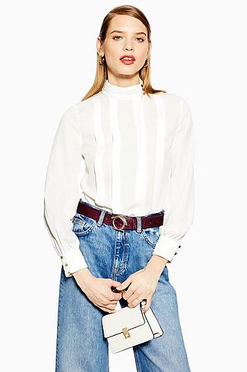 Topshop Pleated Button Blouse