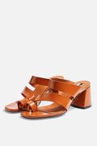 Topshop Reya Vegan Brown High Toe Loop Heels