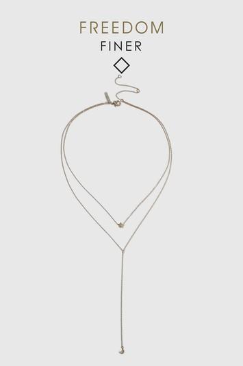 Topshop Fine Star And Moon Drop Necklace