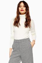 Topshop Cropped Roll Neck Jumper With Cashmere