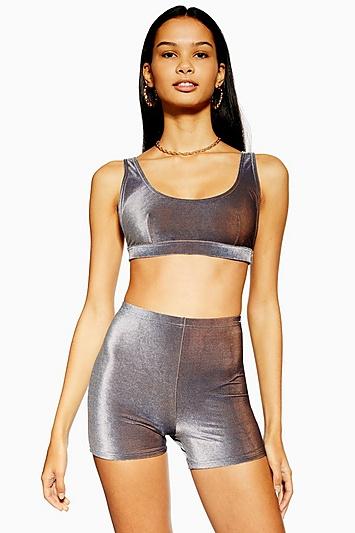 Topshop Navy Velour Bikini Cycling Shorts