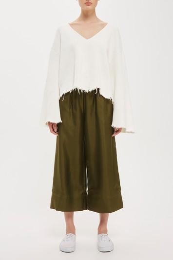 Topshop Cropped Wide Leg Silk Joggers By Boutique