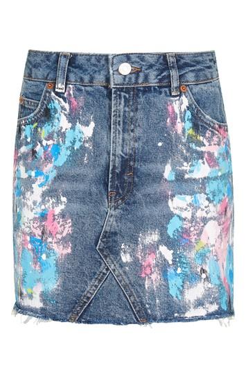 Topshop Moto Paint Splatter Skirt