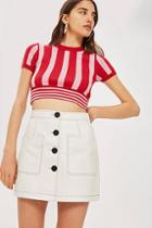 Topshop Patch Pocket Leather Mini Skirt