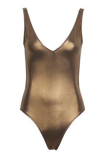 Topshop High Leg Plunge Swimsuit