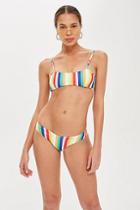 Topshop Bonded Rainbow Stripe Bikini Top