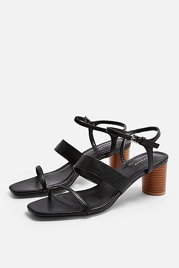 Topshop *wide Fit Dita Black Strap Sandals