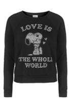Topshop Love Is Snoopy Sweatshirt By Daydreamer
