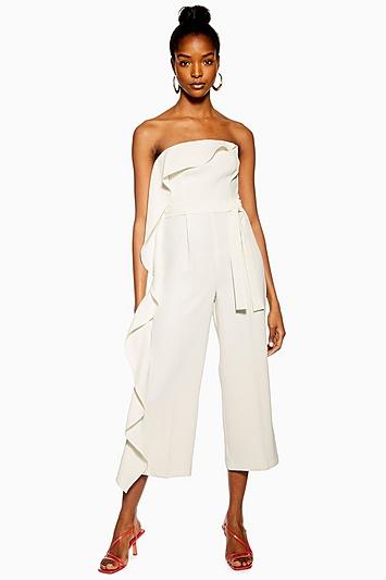 Topshop Ivory Frill Bandeau Jumpsuit