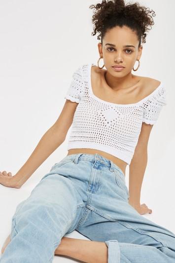Topshop Stitched Square Neck Top