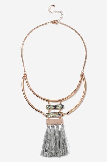 Topshop Abalone & Tassel Necklace