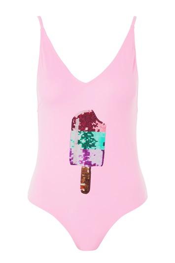 Topshop Ice Lolly Sequin Embellished Swimsuit