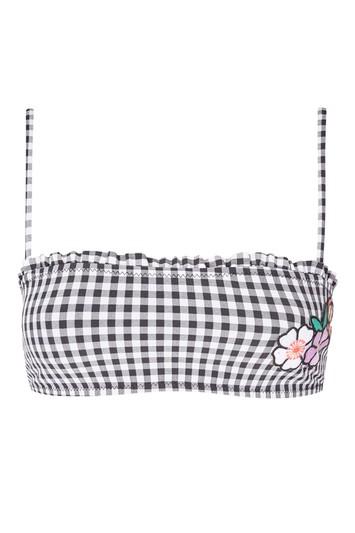 Topshop Gingham Applique Bandeau Bikini Top