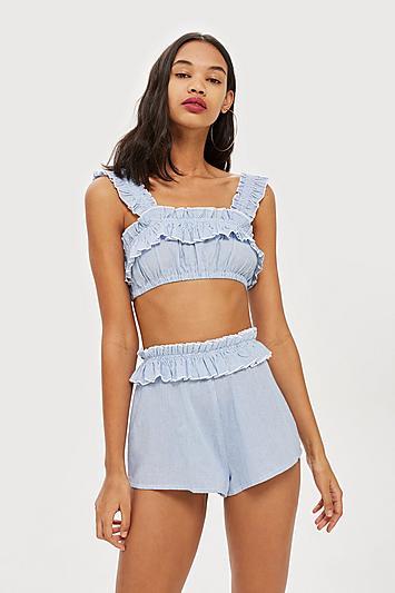 Topshop Shirred High Waisted Bikini Shorts