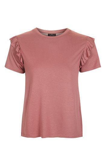 Topshop Petite Frill Sleeve T Shirt