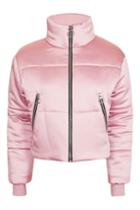 Topshop Pink Satin Puffer Jacket