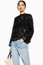 Topshop Lace Floral Long Sleeve Top