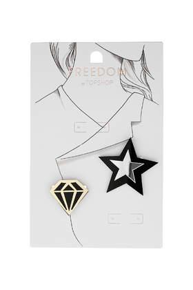 Topshop Diamond Shape And Star Brooch