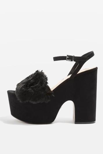 Topshop Lash Faux Fur Sandals