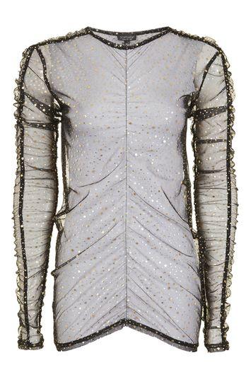 Topshop Gold Star Metallic Ruched Top