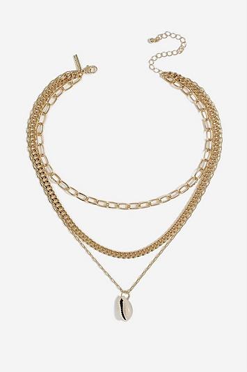 Topshop *oval Link Shell Drop Necklace