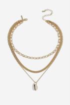 Topshop *oval Link Shell Drop Necklace