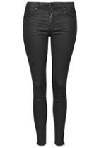 Topshop Moto Black Zip Ankle Coated Leigh Jeans