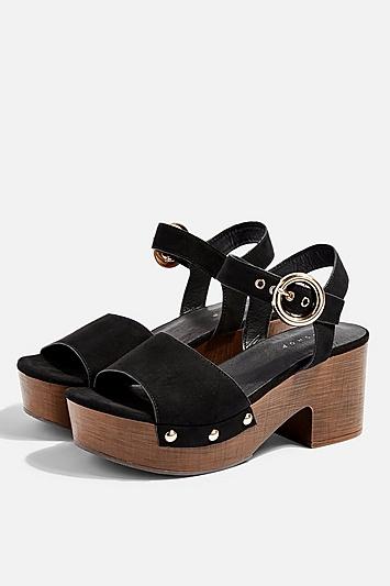 Topshop Dinky Black Clog Sandals