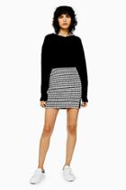 Topshop Grey Check Split Mini Skirt