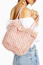 Topshop Fizzle Pink Straw Tote Bag
