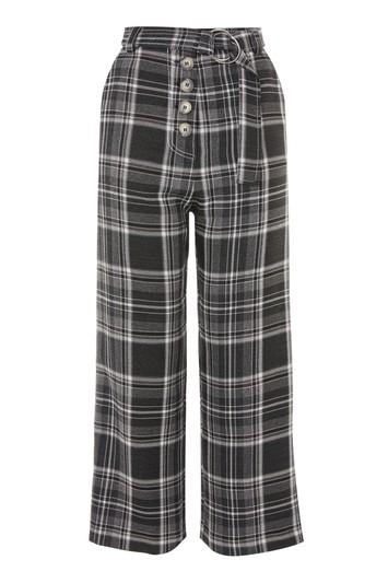 Topshop Check Crop Wide Leg Trousers