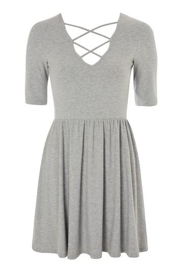 Topshop Lattice Front Skater Dress