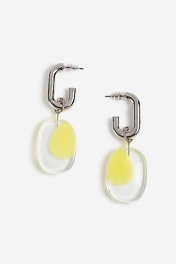 Topshop *silver And Lime Oval Drop Earrings