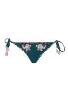 Topshop Floral Embroidered Tie Side Bikini Bottoms