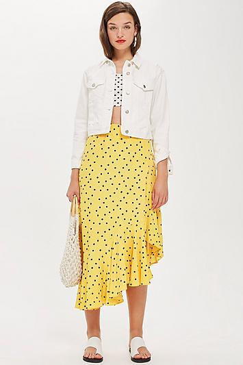 Topshop Polka Dot Asymmetric Skirt