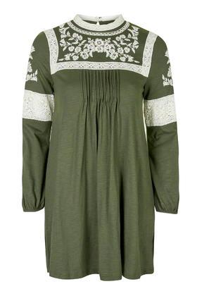 Topshop Petite Embroiderd Smock Dress